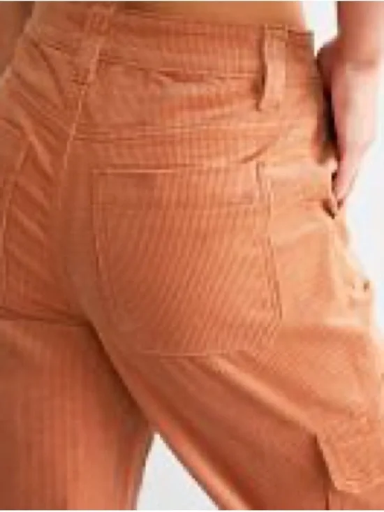 KanCan Retail $90 90s Cropped Wide Leg Corduroy Cargo Pants Sz 24 Sherry - Picture 3 of 14